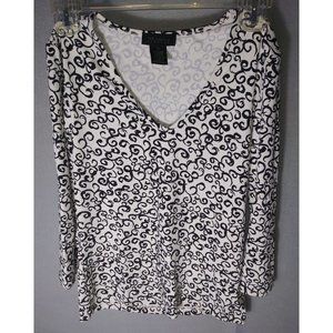 The Limited Stretch Top Black White Long Sleeve Women's Size M